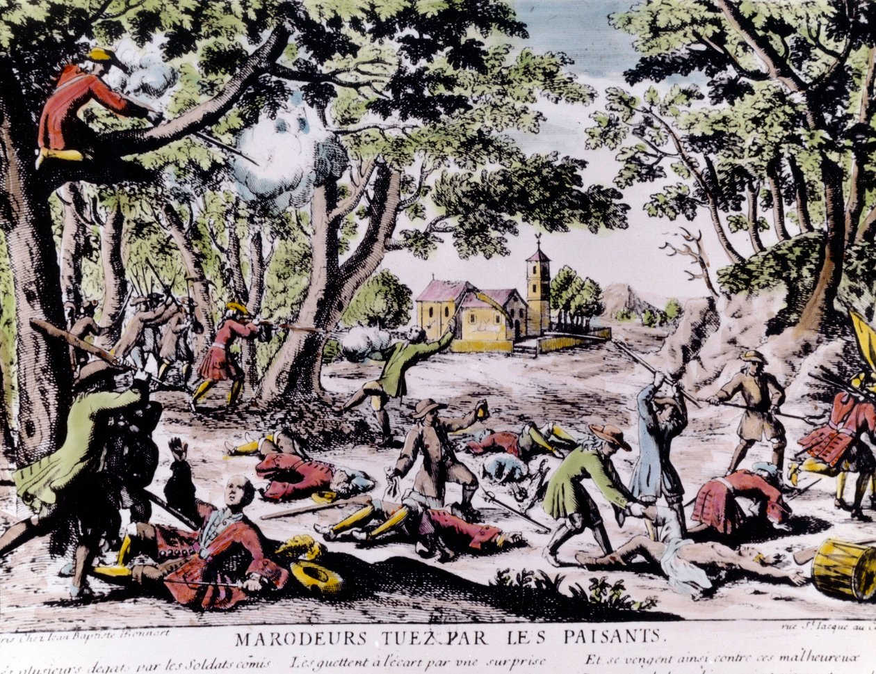 Marauders skudt af bønder. 1700-tals tryk Paris, B.N. af Unknown artist