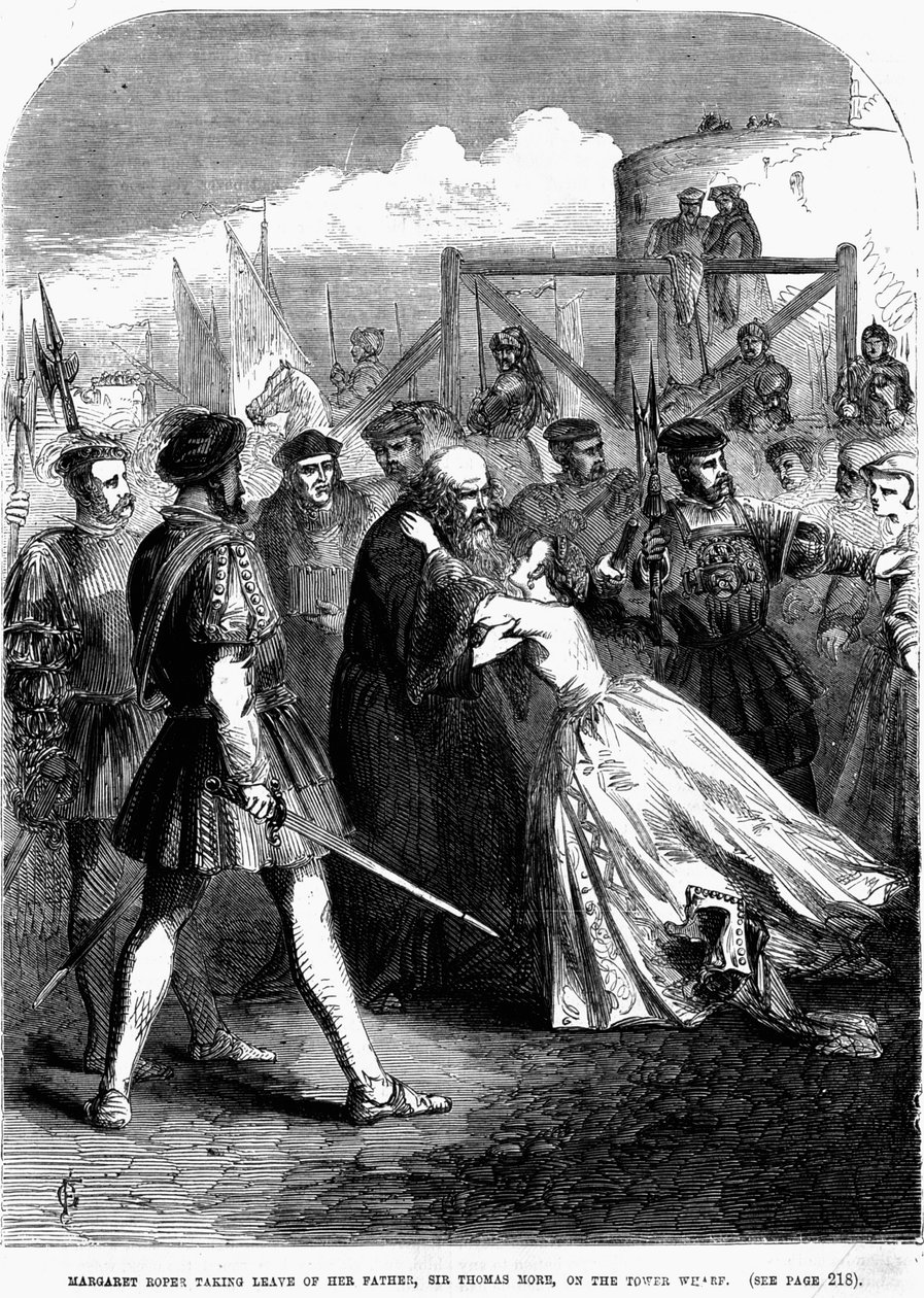 Margaret Roper siger farvel til sin far Thomas More (1478 - 1535), nær Wharf Tower af Unknown artist