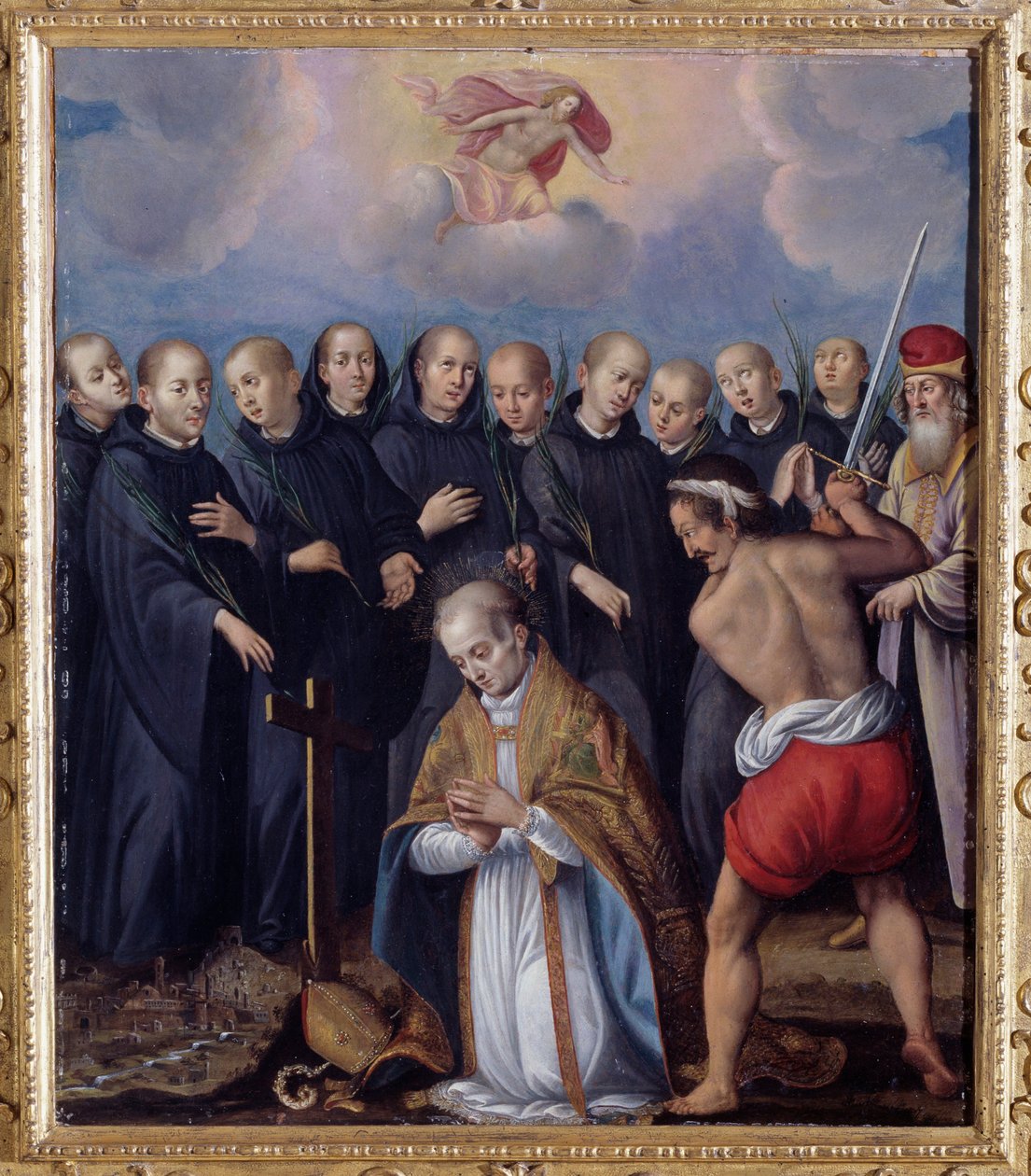 Martyrium af St. Berontario, omgivet af hans munke Anonym maleri af Unknown artist