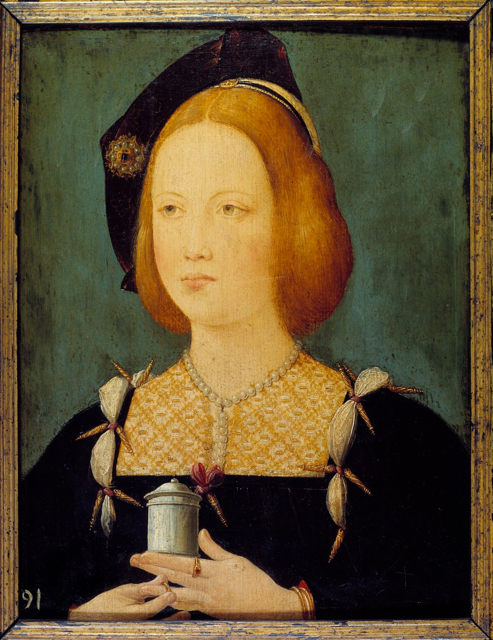 Mary Tudor, dronning af Frankrig - Portræt af Mary Tudor af England (1496-1534) tredje hustru til Ludvig XII. Anonymt maleri fra 1500-tallet. Paris, dekorativ kunst af Unknown artist