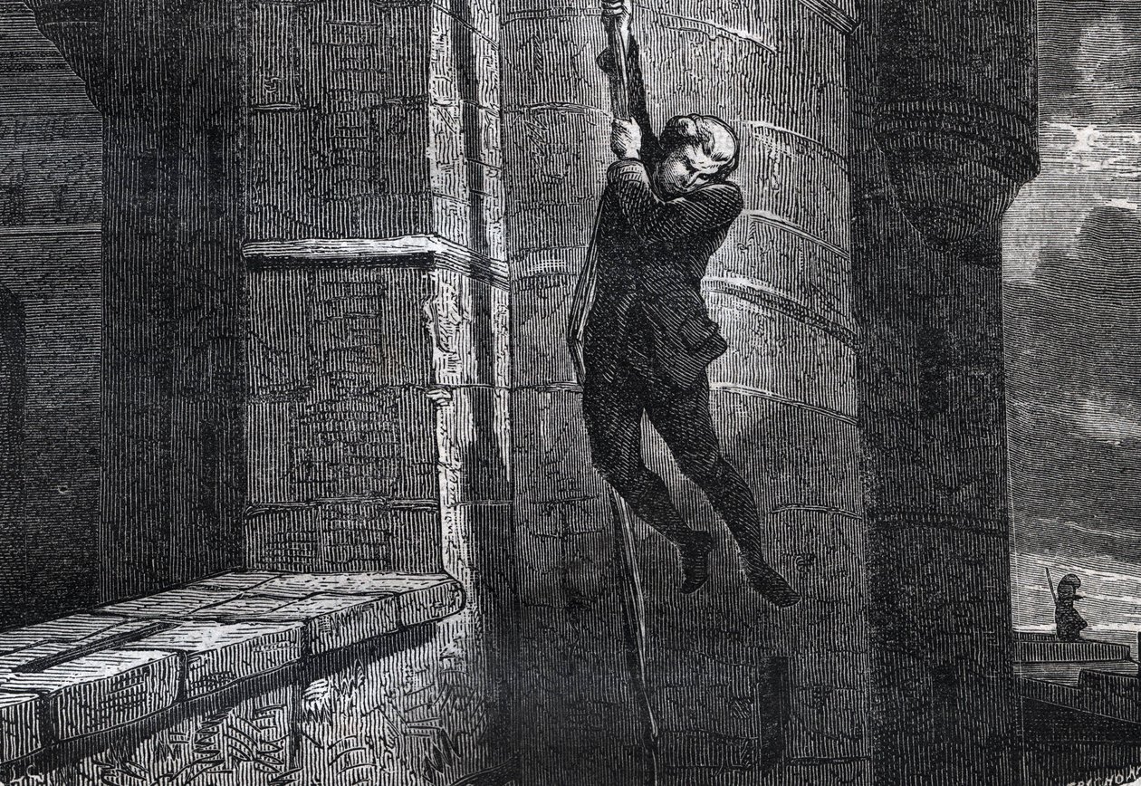 Masers De Latude flygter fra Bastillen - Escape de la Bastille af Jean Henry, dit Danry, dit Masers de Latude (1725-1805) - indgravering i ""Dictionnaire populaire illustrious"" - 1864 - af Joseph Decembre og Edmond Allonier - af Unknown artist
