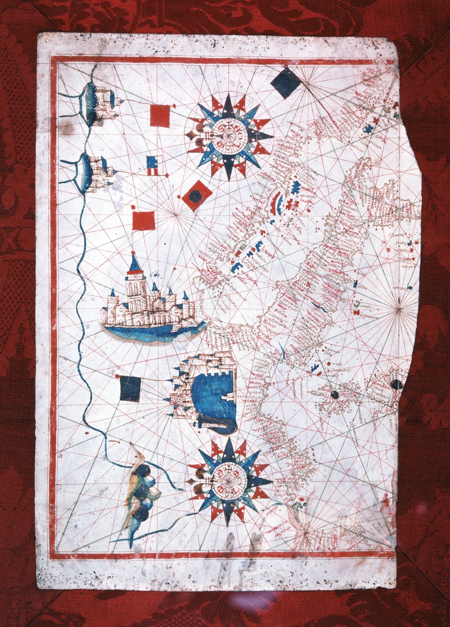 Kort over Middelhavet: Barcelona og Lepanto af Unknown artist