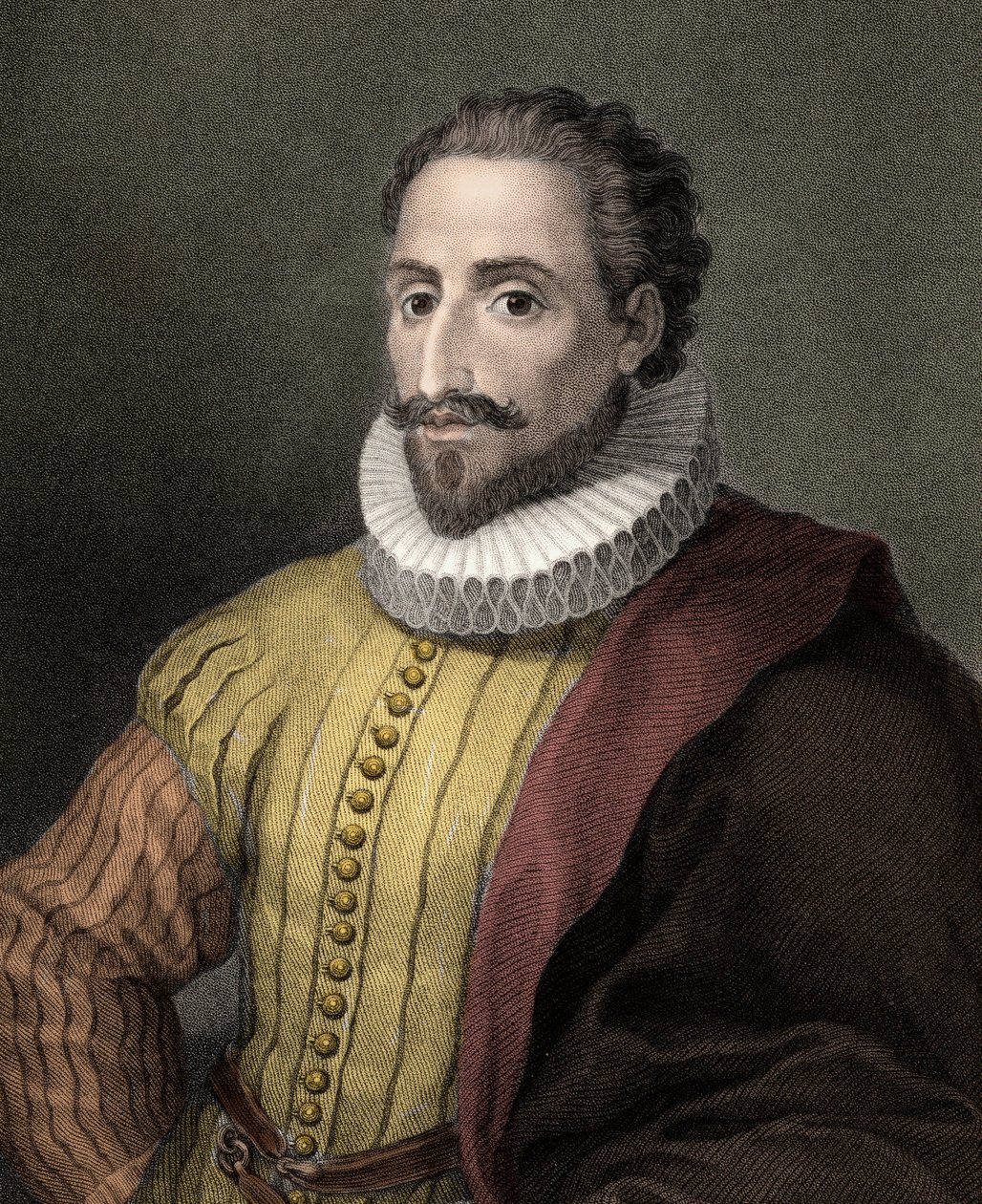 Miguel de Cervantes Saavedra 1547-1616 - gravering - 1800-tallet af Unknown artist