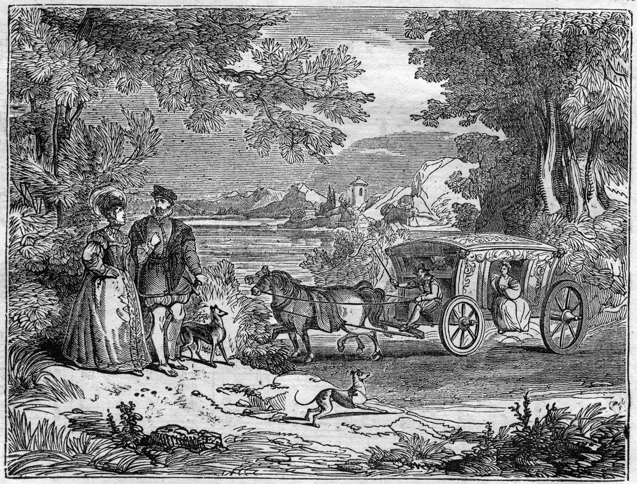 Milanesiske kostumer og vogn i det 17. århundrede. af Unknown artist