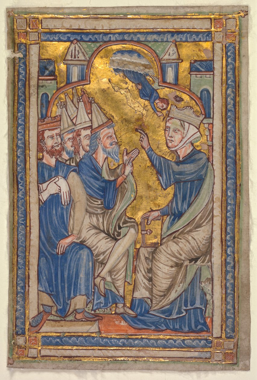 Miniature fra et kompendium af helliges liv: Sankt Catherine af Alexandria disputerer med de halvtreds filosoffer af Unknown artist