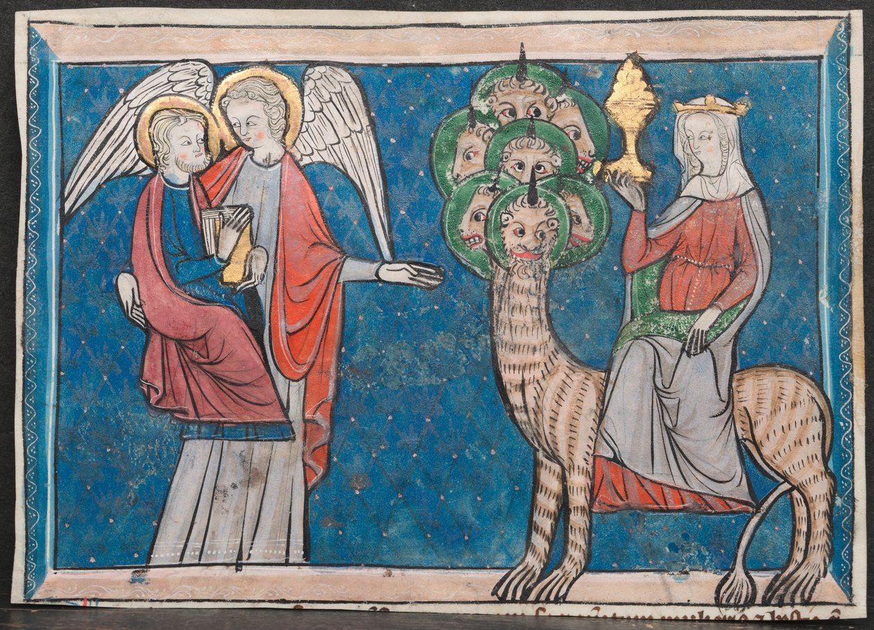 Miniature fra a manuscript of the Apocalypse: The Woman upon the Scarlet Beast af Unknown artist
