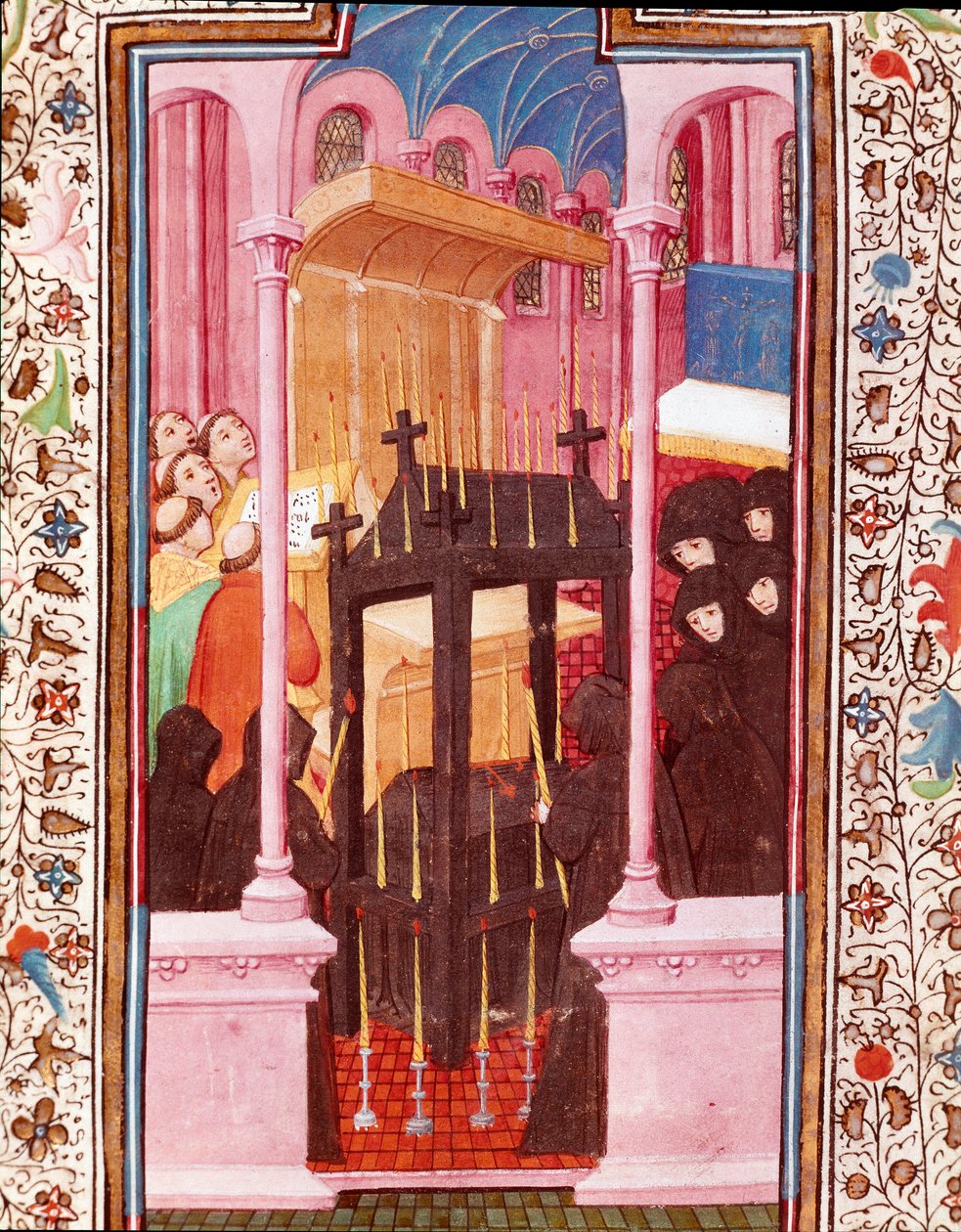 Miniature begravelsesscene fra "" The Hours of Edward I (Duarte) of Portugal (1391-1438)" Lissabon fra det 15. århundrede, Torre do Tombo af Unknown artist