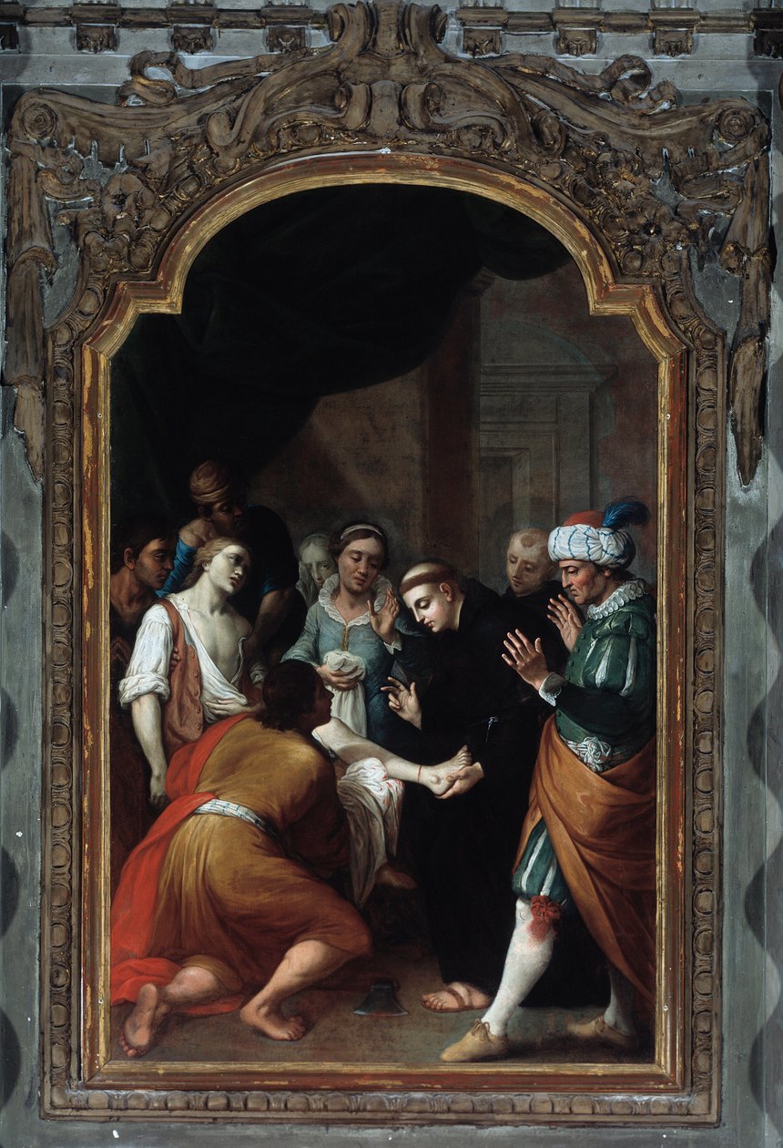 Mirakel af Sankt Antonius af Padua, der helbreder en forkrøblet mand (olie på lærred, slutningen af det 18. århundrede) af Unknown artist