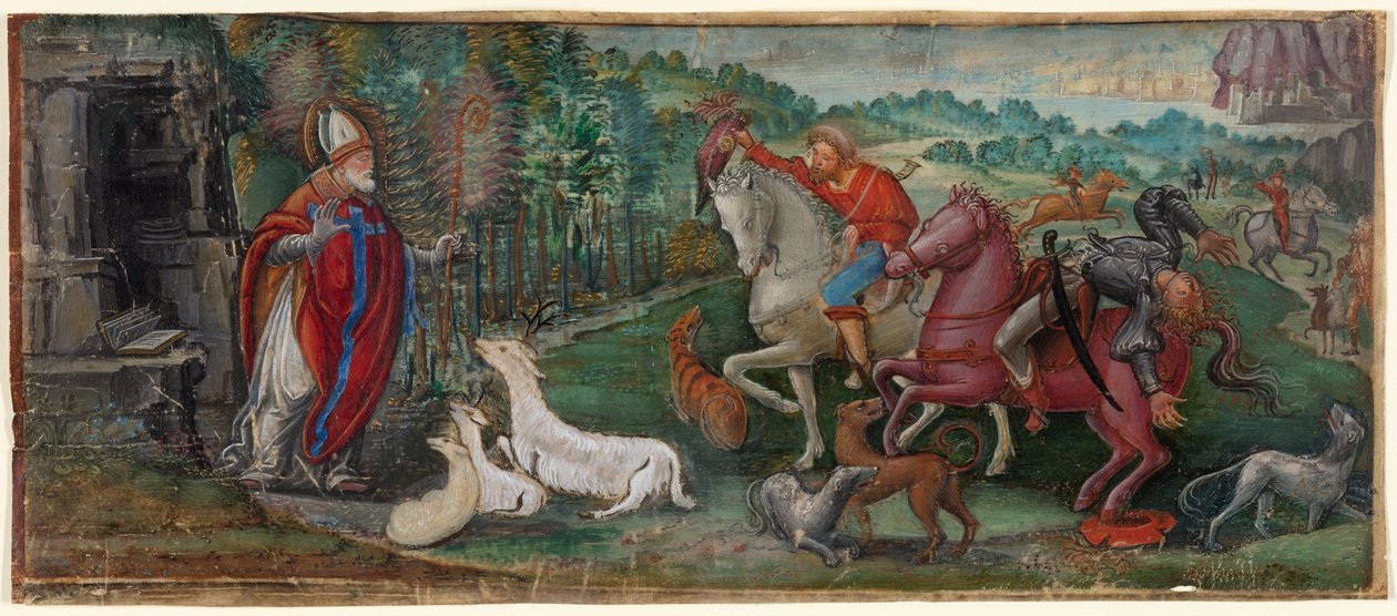 Miraklet med den hellige Bassianos hjort, fra en koralbog af Unknown artist