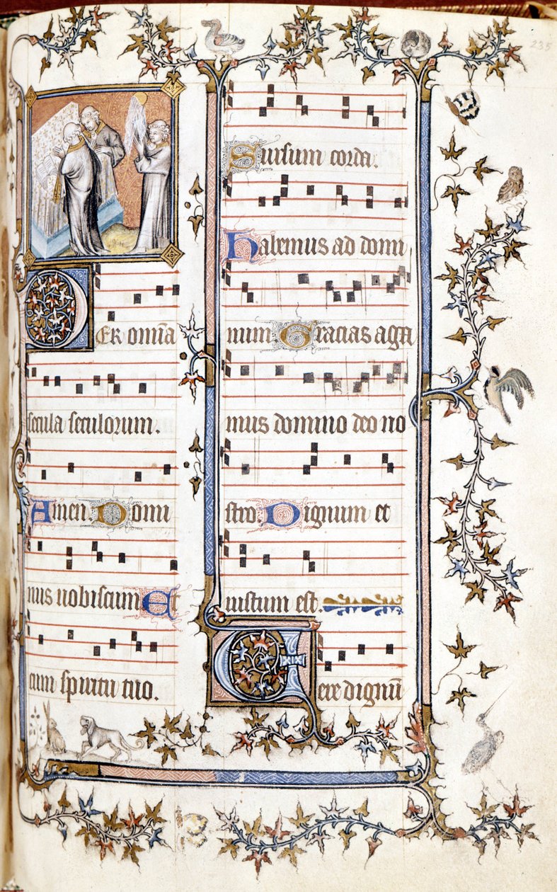 Missal of Saint Denis, ca. 1350. Miniature forestillende Clotaire (Clothaire) og Dagobert. af Unknown artist