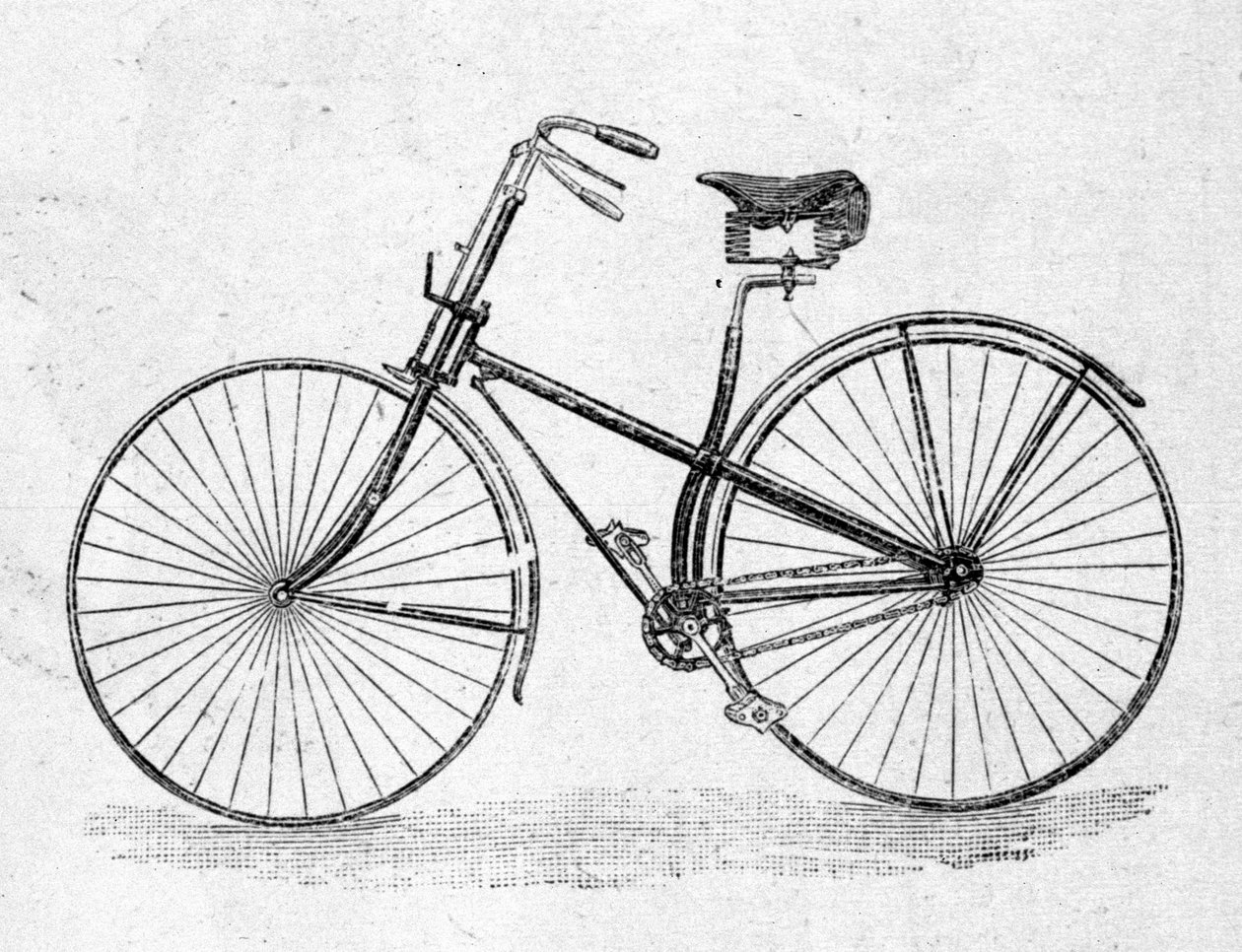 Model af cykel med lige krop. af Unknown artist