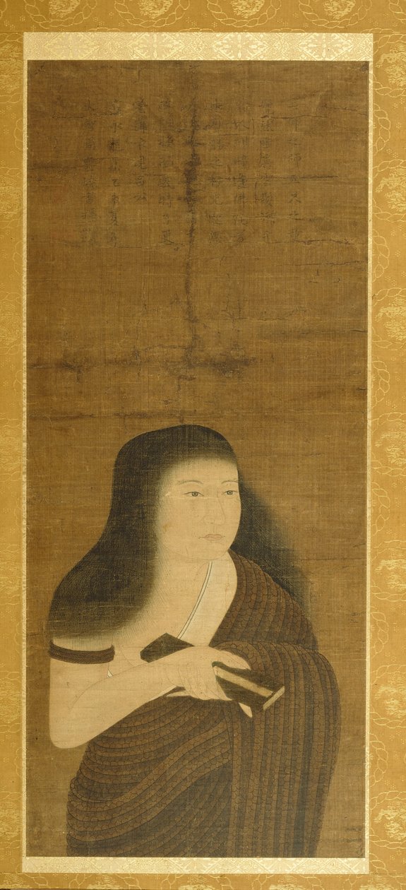 Monju klædt i en kappe af flettet græs (Nawa Monju) af Unknown artist