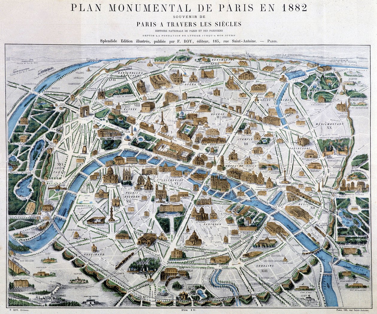 Monumental plan for Paris i 1882 af Unknown artist
