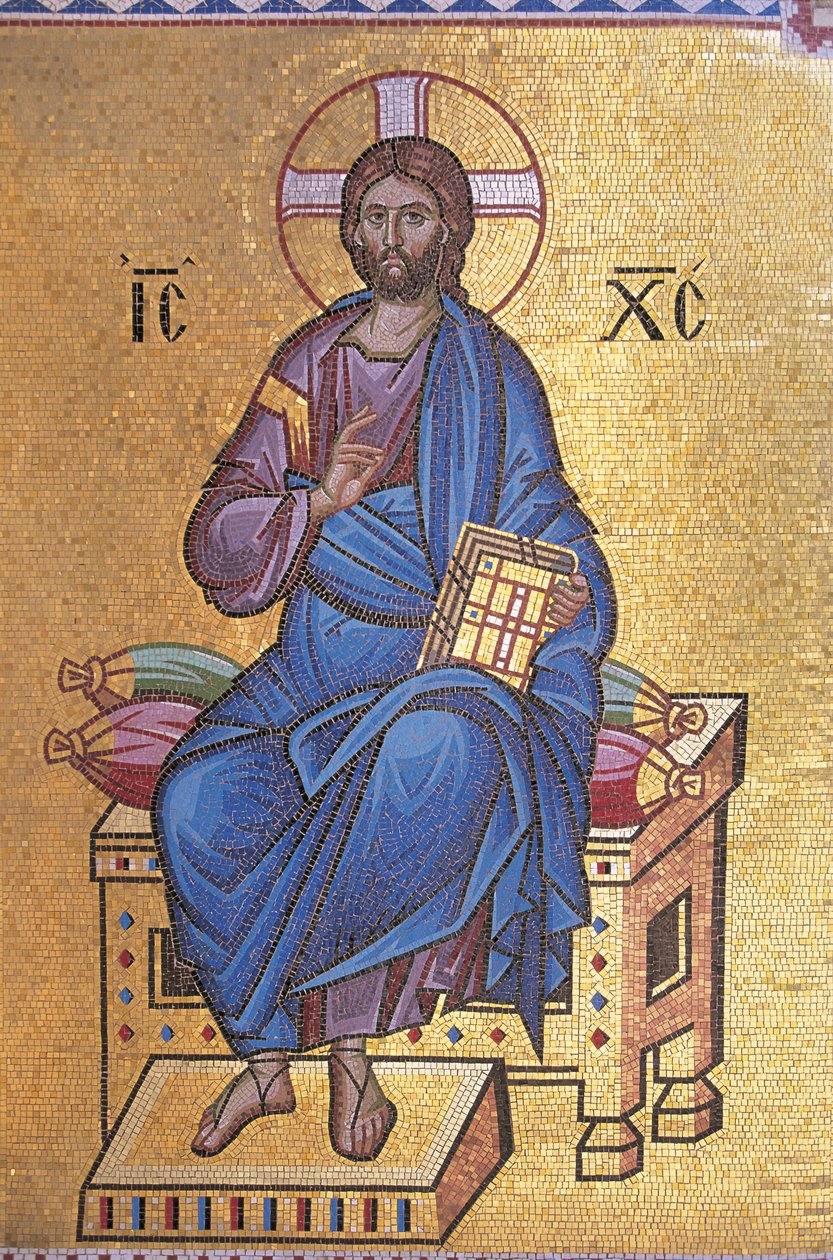 Mosaik, der forestiller Kristus på tronen af Unknown artist