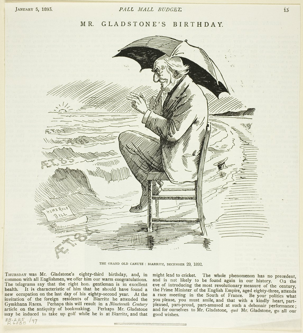 Mr. Gladstones fødselsdag, fra Pall Mall Budget af Unknown artist
