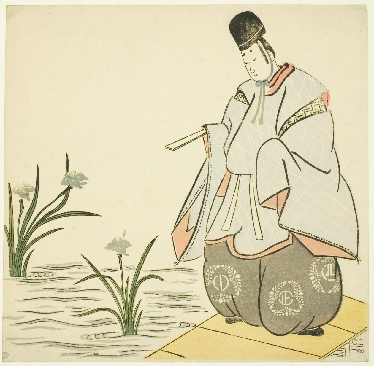 Narihira ved Yatsuhashi-broen af Unknown artist
