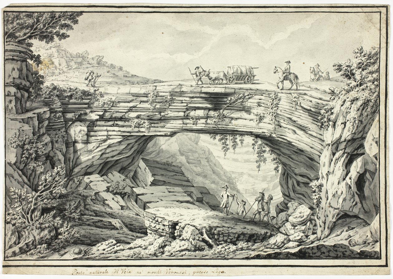 Den naturlige Veia-bro i Veroneses bjerge, nær Lugo af Unknown artist