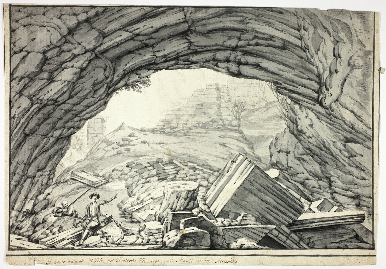 Velos naturlige bro i Veroneses bjerge, nær Altissimo af Unknown artist