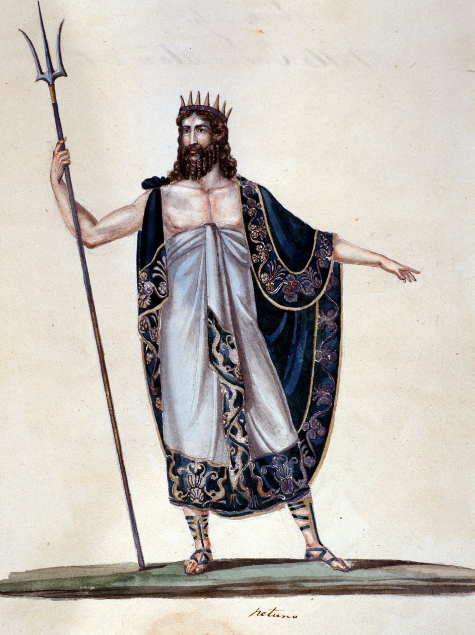 Neptun - akvarel af Unknown artist