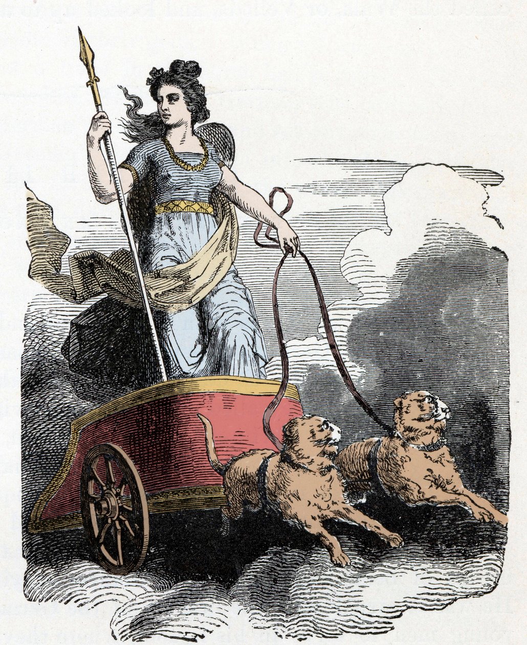 Nordisk mytologi: Frigga - Nordisk mytologi: gudinden Freyja i sin vogn trækker af katte af Unknown artist