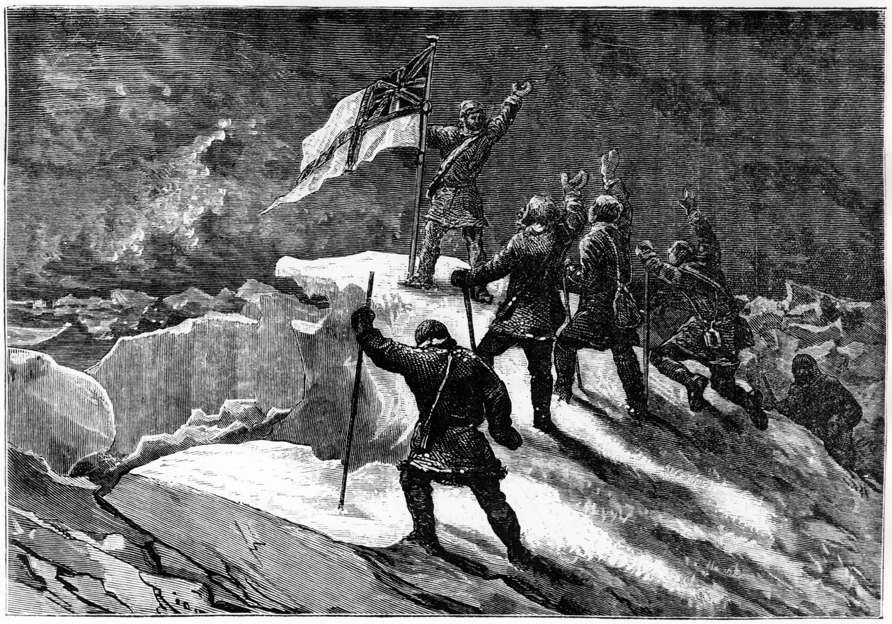 Nordpolen: Britiske afskibere på det nærmeste sted til polen - Nares Georges S., Un voyage à la mer polar, Paris: Hachette af Unknown artist