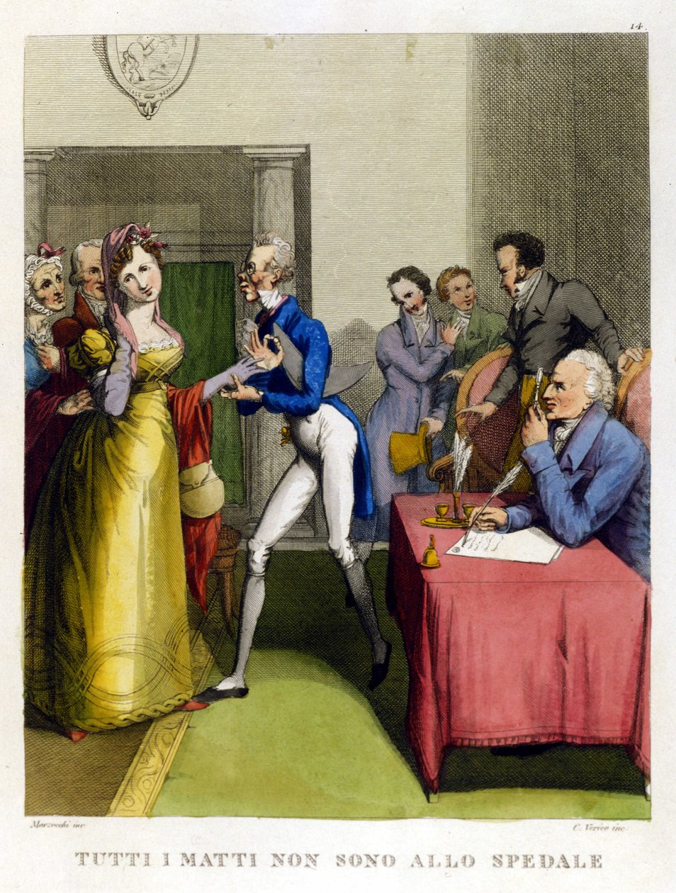 "Ikke alle tåber er på hospitalet." Illustration fra en samling af ordsprog fra det 18. århundrede af Unknown artist