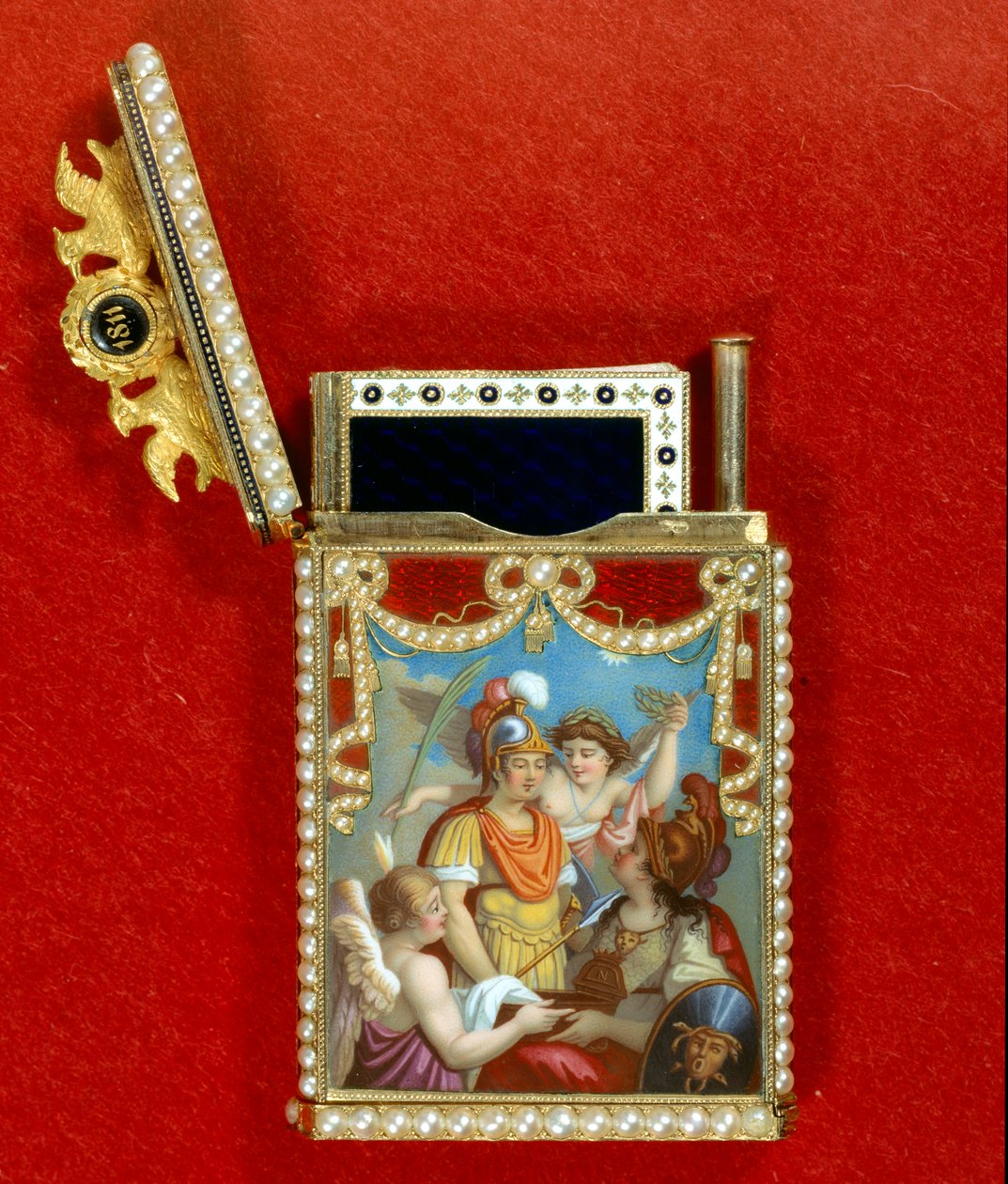 Notebook-etui dekorerer et miniaturemaleri allegorisk om fødslen af kong Napoleon II af Rom, hertug af Reichstadt (1811-1832), søn af kejser Napoleon I (1769-1821) af Unknown artist