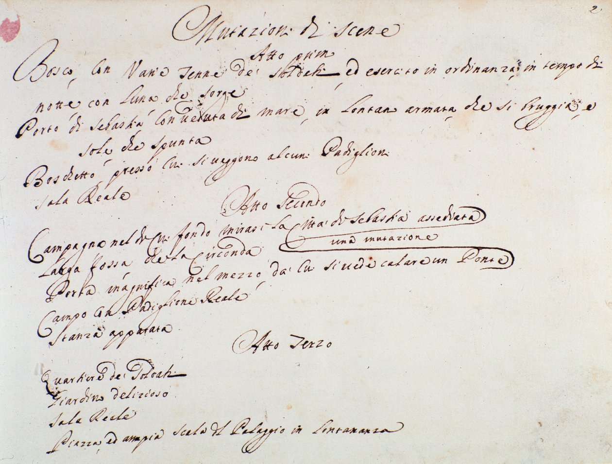 Noter om iscenesættelsen af operaen Mithridate af Giuseppe Aldrovandini (1706) af Unknown artist