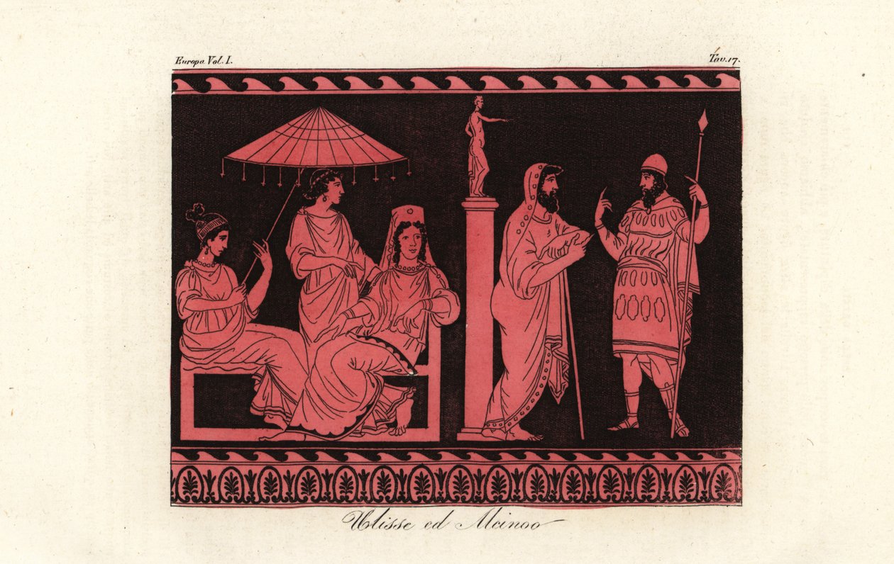 Odysseus underholdt af Alcinous, hersker over phaeacians på øen Scheria af Unknown artist