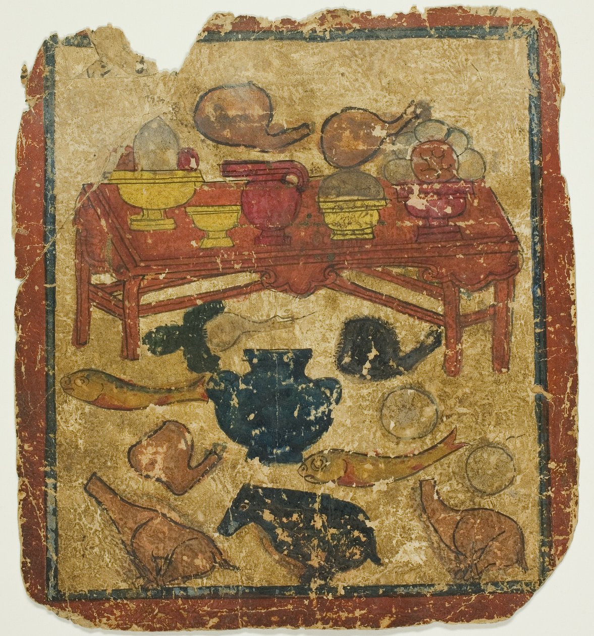 Offer af mad, fra et sæt indvielseskort (Tsakali) af Unknown artist