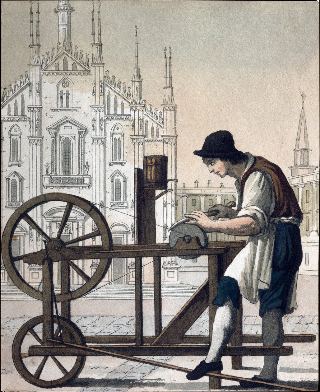 Gammel handel: knivsliberen (litografi af Unknown artist