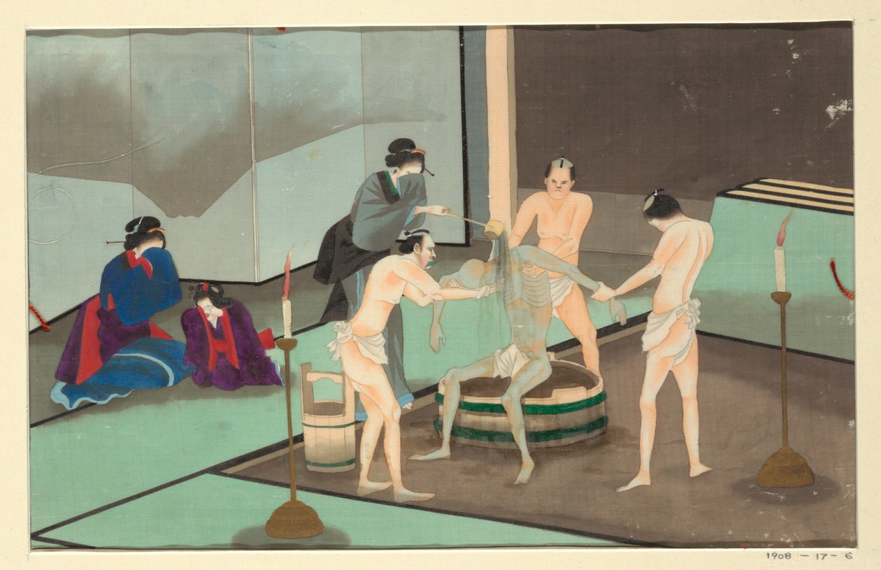 En af seksten scener af en mands død og begravelse af Unknown artist