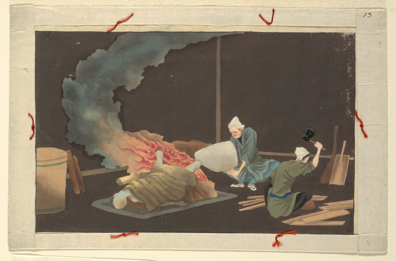 En af seksten scener af en mands død og begravelse af Unknown artist