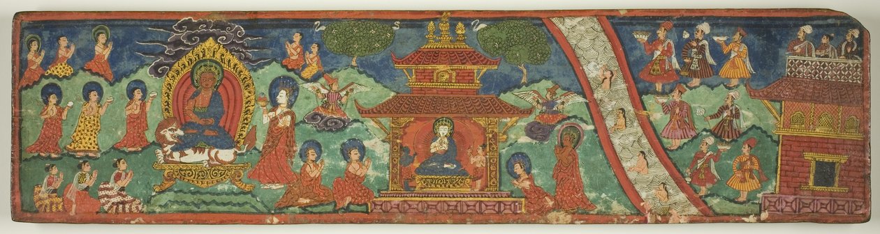 Et af et par magiske charms (Dharani) manuskriptomslag af Unknown artist