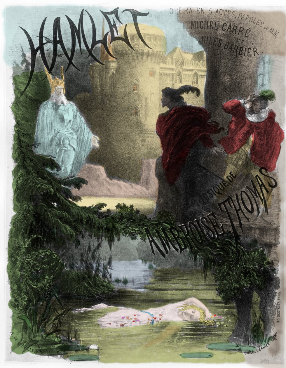 Opera: Plakat af Hamlet (på en musik af Ambroise Thomas, tekst af Michel Carre og Jules Barbier) af Unknown artist