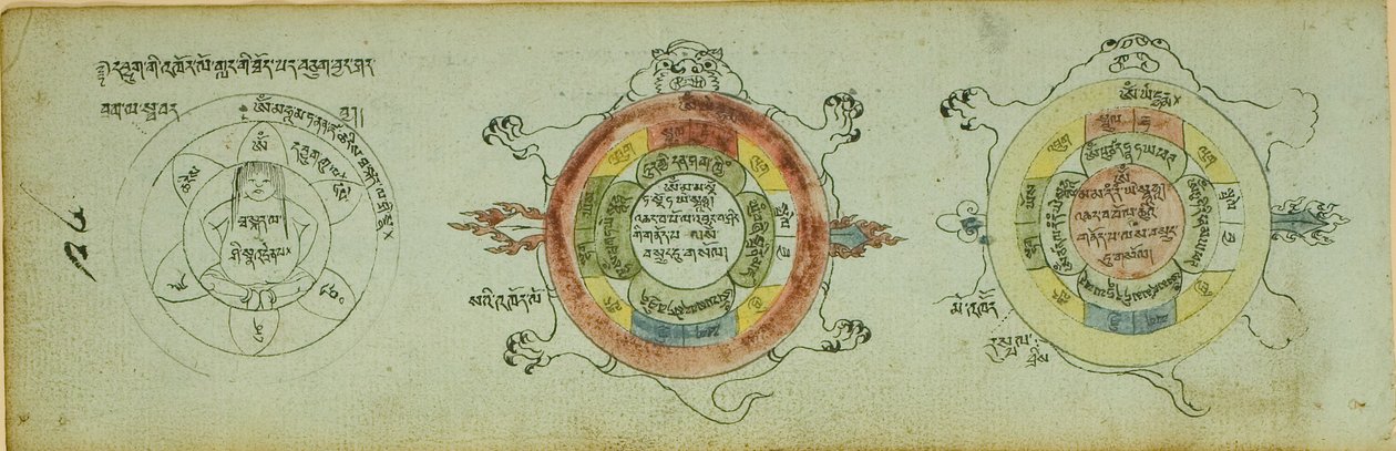 Side fra et manuskript med diagrammer, der beskytter mod børnesygdomme af Unknown artist