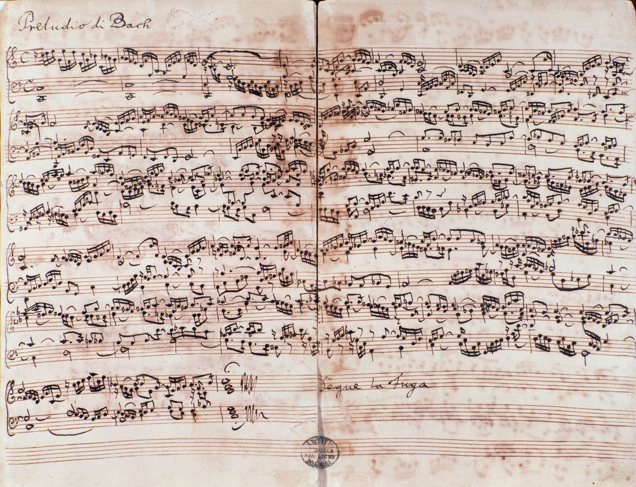 Side med præludium i C i Det veltempererede klaver af Johann Sebastian Bach af Unknown artist