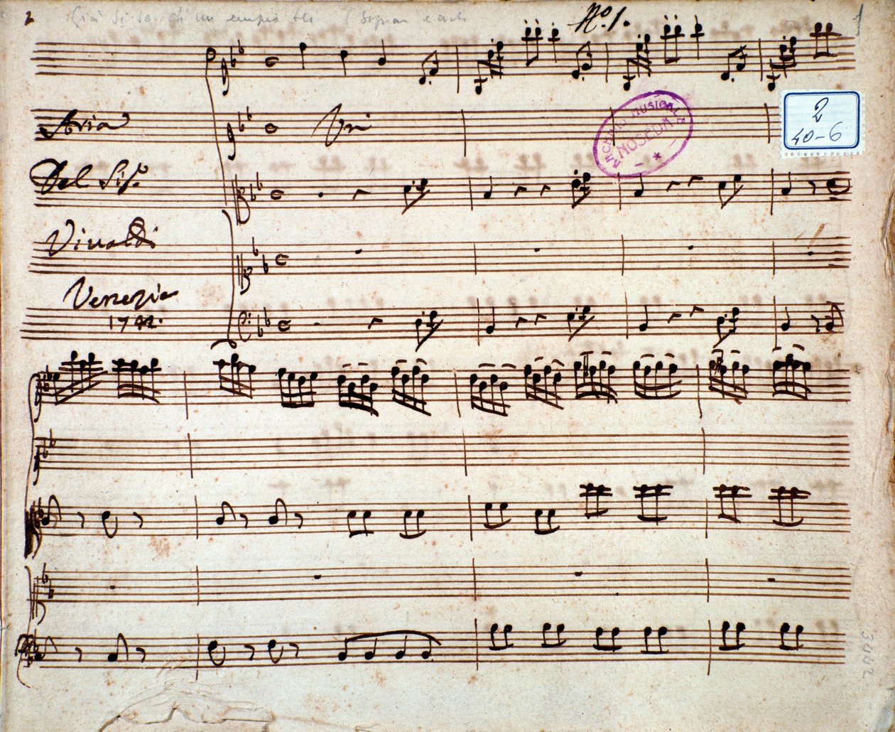 Side med musikmusik af Gia vi ved, at en bred var arie af Antonio Vivaldi af Unknown artist