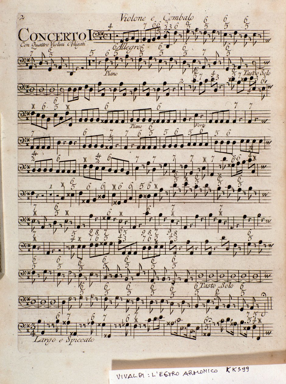 Side med partitur af The Harmonic Star, Op 3 (Harmonic Inspiration) af Antonio Vivaldi af Unknown artist