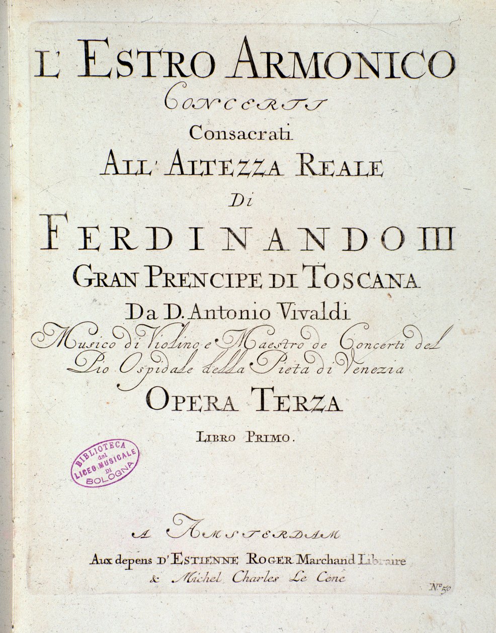Side med partitur af The Harmonic Star, Op 3 (Harmonic Inspiration) af Antonio Vivaldi af Unknown artist