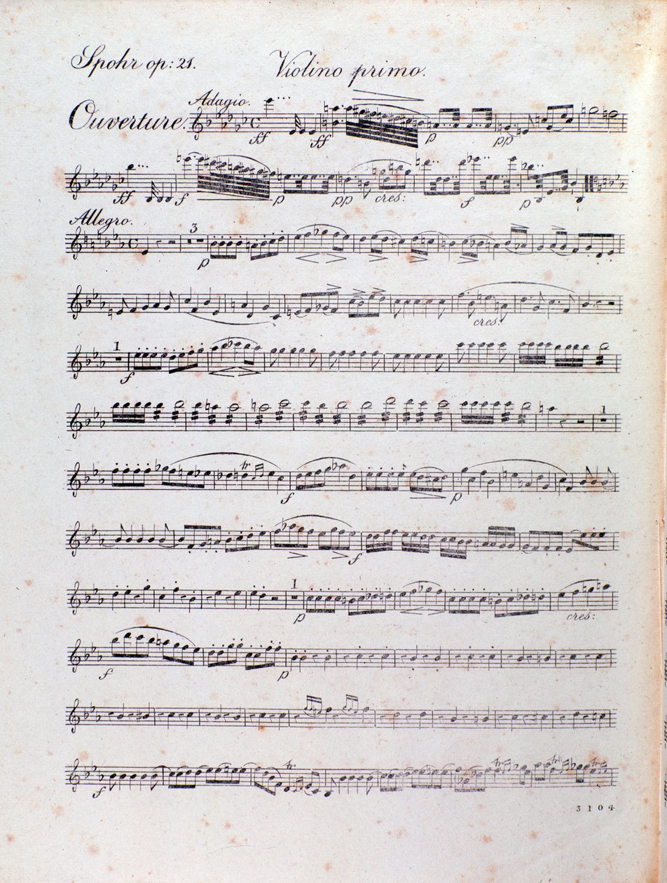 Side med partitur til ouverturen af Alruna af Louis Spohr af Unknown artist