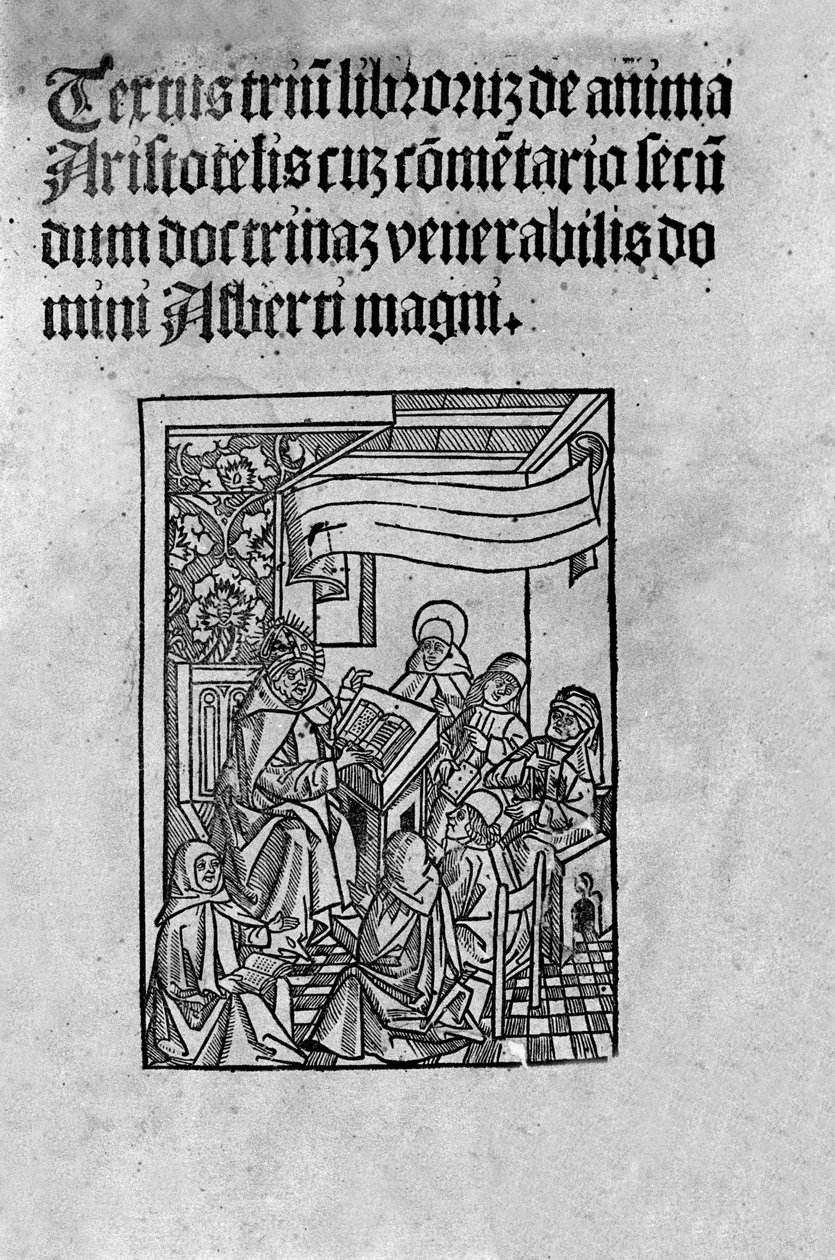 Side i tredje bind af "" De Anima"" (Fra sjælen) af den græske filosof Aristoteles (384-322 f.Kr.) kommenteret af Albert den Store (1200-tallet). 1520 af Unknown artist