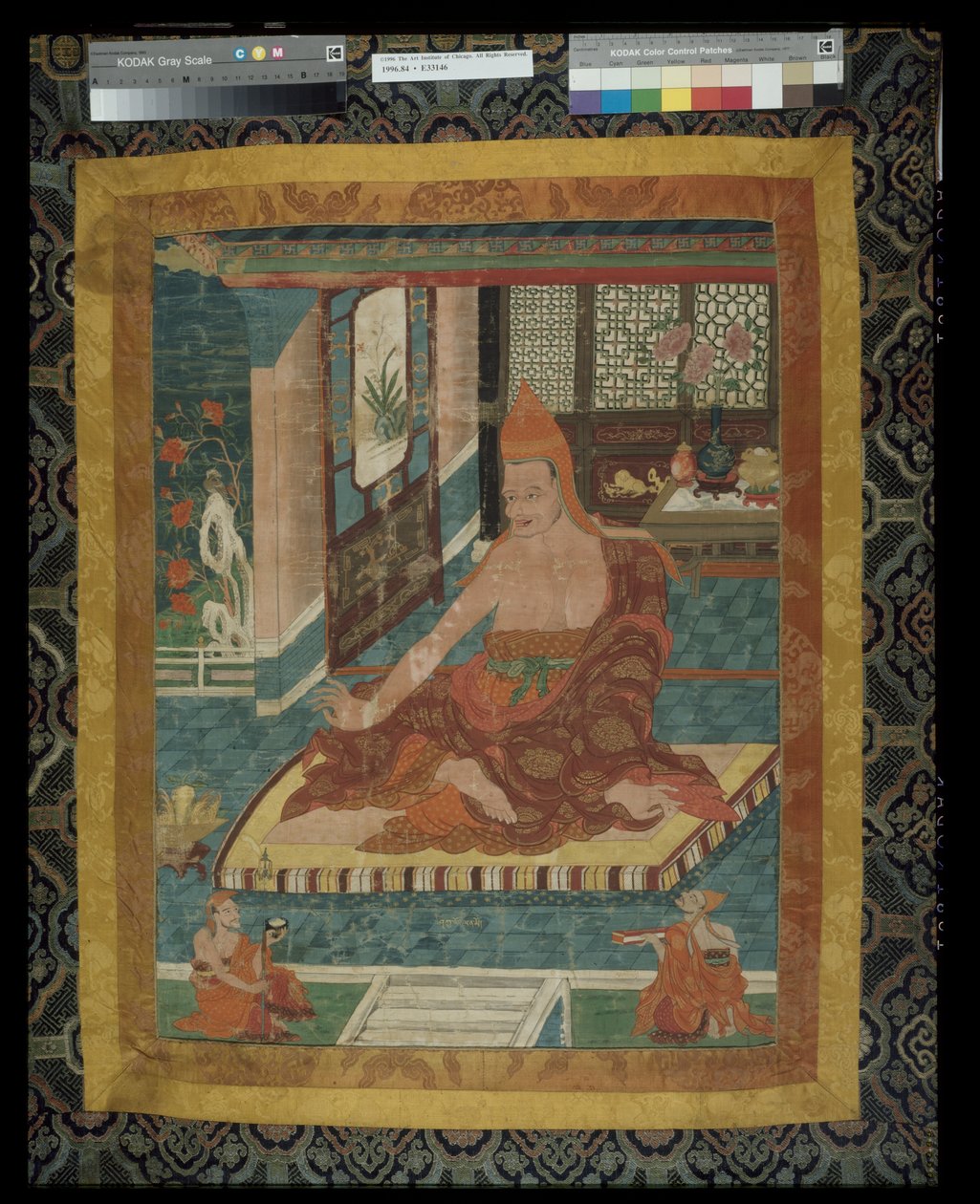 Bemalet banner (thangka) af portræt af Sakya Pandita (1132 - 1251) af Unknown artist