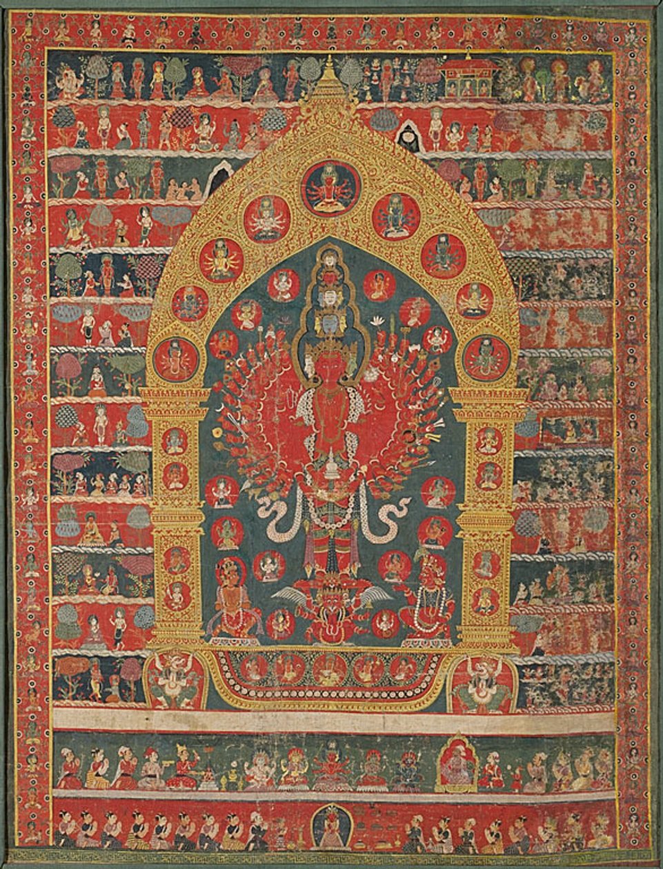 Bemalet banner (thangka) af Avalokiteshvara-inkarnationen af regnguden Rato Matsyendranatha af Unknown artist