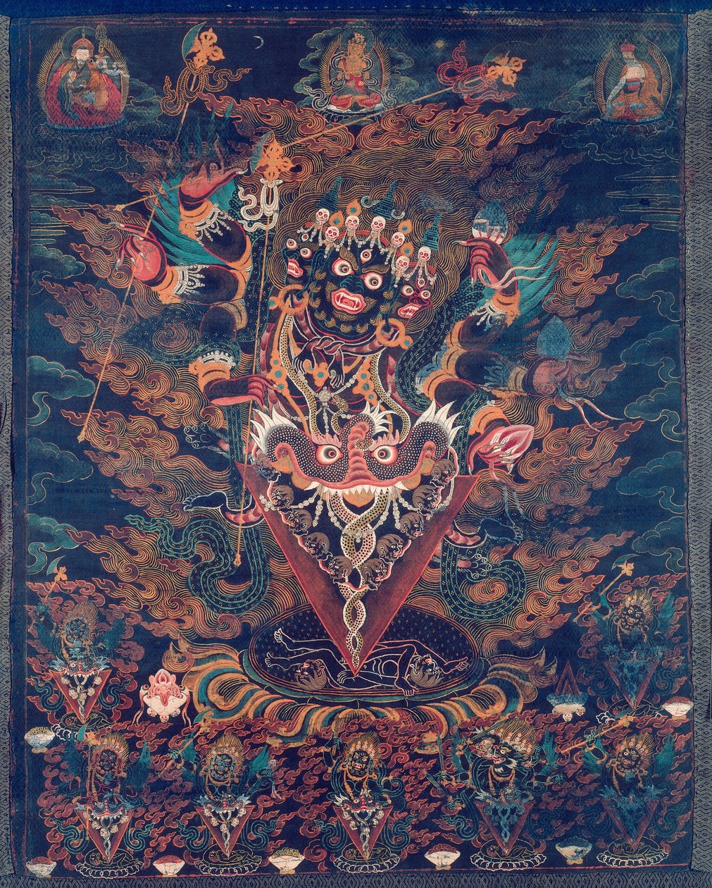 Bemalet banner (thangka) med Guru Dragpur, en vredladen form af Padmasambhava af Unknown artist