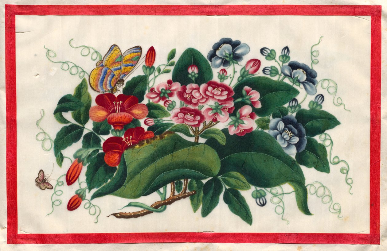 Maleri fem fra Illustreret bog om blomster og sommerfugle af Unknown artist