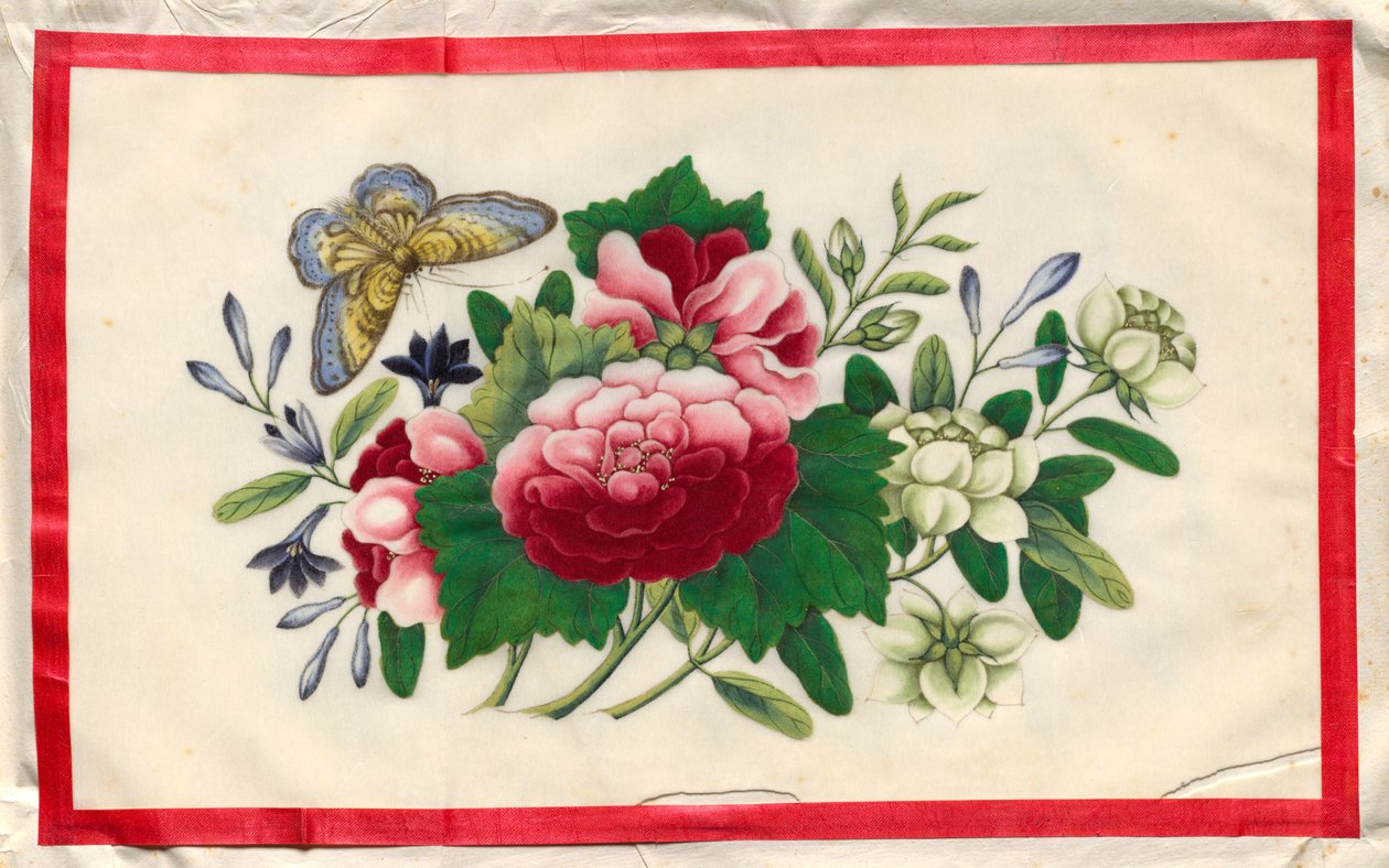 Maleri ni fra Illustreret bog om blomster og sommerfugle af Unknown artist