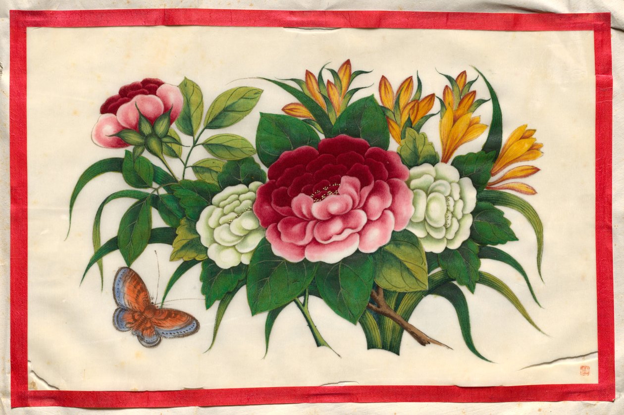 Maleri ti fra Illustreret bog om blomster og sommerfugle af Unknown artist