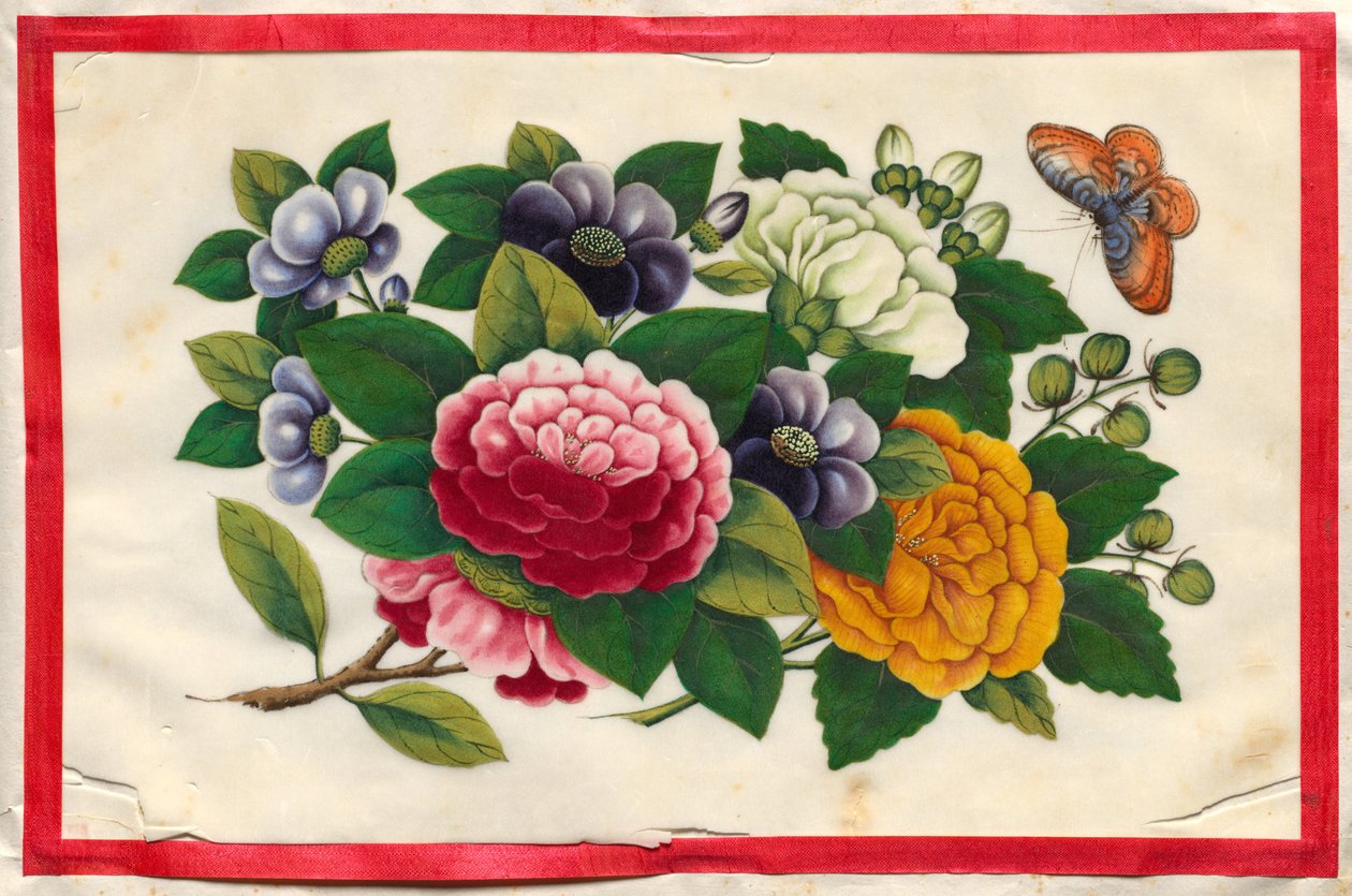 Maleri tre fra Illustreret bog om blomster og sommerfugle af Unknown artist