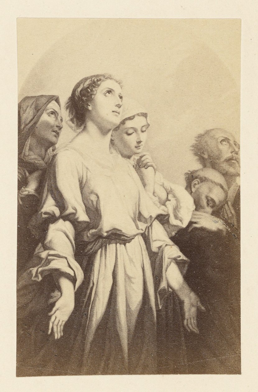 [Maleri af kvinde med håndfladerne opad]. af Unknown artist